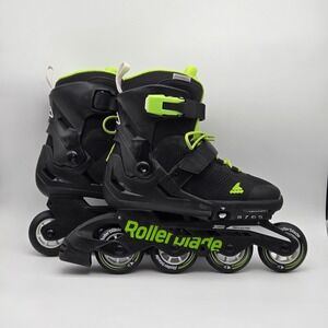 Rollerblade Microblade Inline Skates Kids Size 5-8 Black Lime Green Adjustable
